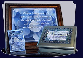 PC-FL33, Name Meaning Card, Wallet Sized, with Bible Verse, personalized, floral flower, blue soft flowers Gemma