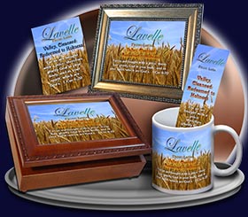 PC-GR05, Name Meaning Card, Wallet Sized, with Bible Verse, personalized, lavelle grain field harvest