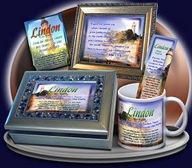 PC-LH38, Name Meaning Card, Wallet Sized, with Bible Verse, personalized, lighthouse light Lindon