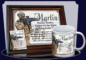 PC-PP22, Name Meaning Card, Wallet Sized, with Bible Verse, personalized, bravery soldier army navy war martin