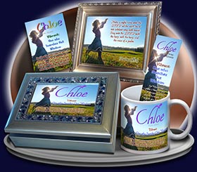 PC-PP27, Name Meaning Card, Wallet Sized, with Bible Verse, personalized, child worship praise Chloe dance music