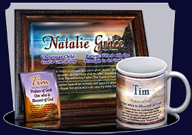 PC-SC22, Name Meaning Card, Wallet Sized, with Bible Verse, personalized, western natalie, sunset