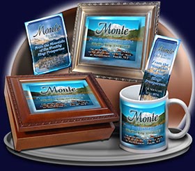 PC-SC26, Name Meaning Card, Wallet Sized, with Bible Verse, personalized, monte, mountain, lake