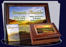 PC-SC27, Name Meaning Card, Wallet Sized, with Bible Verse, personalized, fields, grain, harvest, benjamin sunset
