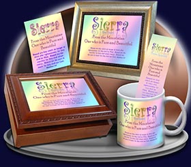 PC-SM11, Name Meaning Card, Wallet Sized, with Bible Verse, personalized, baby name, rainbow, sierra, pastel