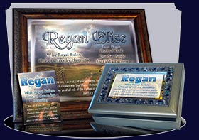 PC-SY07, Name Meaning Card, Wallet Sized, with Bible Verse, personalized, regan path
