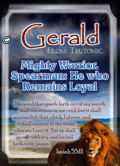 PC-AN07, Name Meaning Card, Wallet Sized, with Bible Verse gerald lion, bravery courage