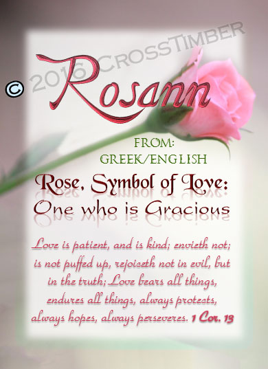 PC-FL17, Name Meaning Card, Wallet Sized, with Bible Verse, personalized, flower, rosann roses rose