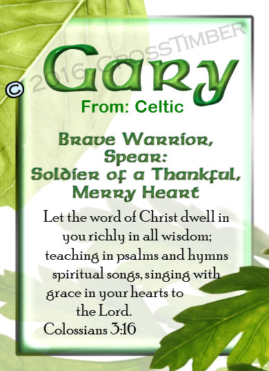 PC-LE02, Name Meaning Card, Wallet Sized, with Bible Verse, personalized, gary leaf tree leaves green
