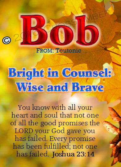 PC-LE09, Name Meaning Card, Wallet Sized, with Bible Verse, personalized, tree leaves leaf autumn fall bob robert