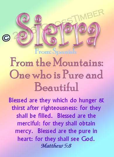 PC-SM11, Name Meaning Card, Wallet Sized, with Bible Verse, personalized, baby name, rainbow, sierra, pastel