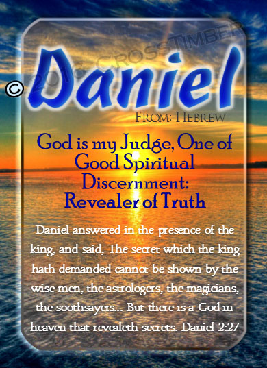 PC-SS14, Name Meaning Card, Wallet Sized, with Bible Verse, personalized, daniel, sunset, beach, ocean, sand