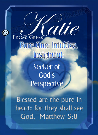 PC-SY32, Name Meaning Card, Wallet Sized, with Bible Verse, personalized, clouds heart katie
