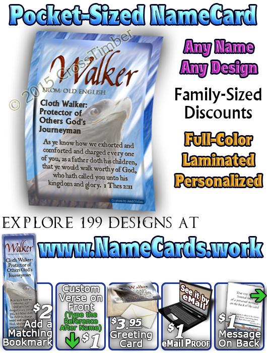 PC-AN47, Name Meaning Card, Wallet Sized, with Bible Verse eagle hawk bird walker