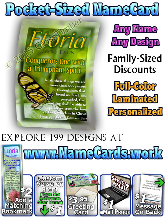PC-BF06, Name Meaning Card, Wallet Sized, with Bible Verse butterfly  etoria