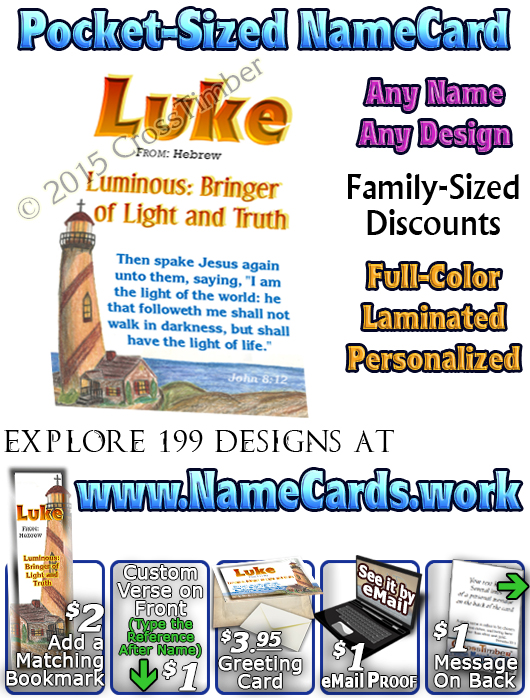 PC-LH08, Name Meaning Card, Wallet Sized, with   Bible Verse