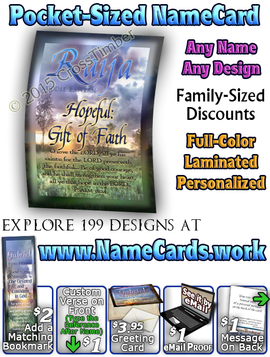 PC-SS09, Name Meaning Card, Wallet Sized, with Bible Verse, personalized, gabriel sunset