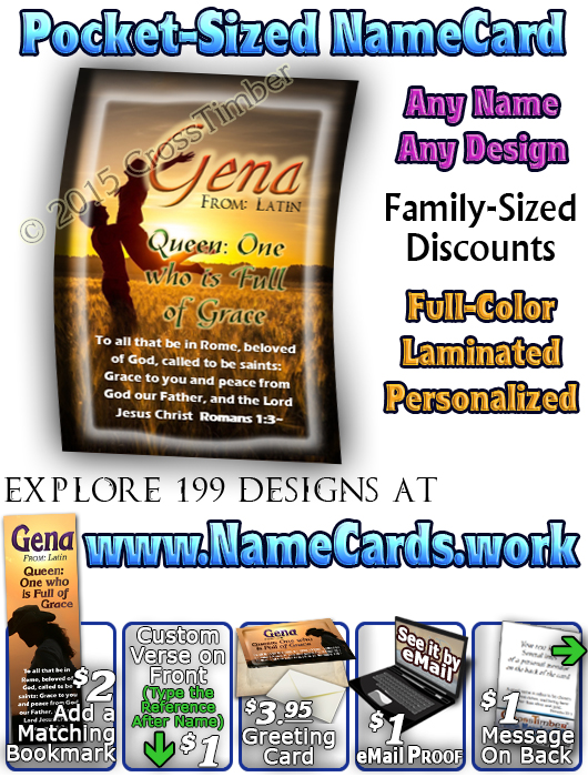 PC-SY34, Name Meaning Card, Wallet Sized, with Bible Verse, personalized, girl pretty sunset love sweetheart couples